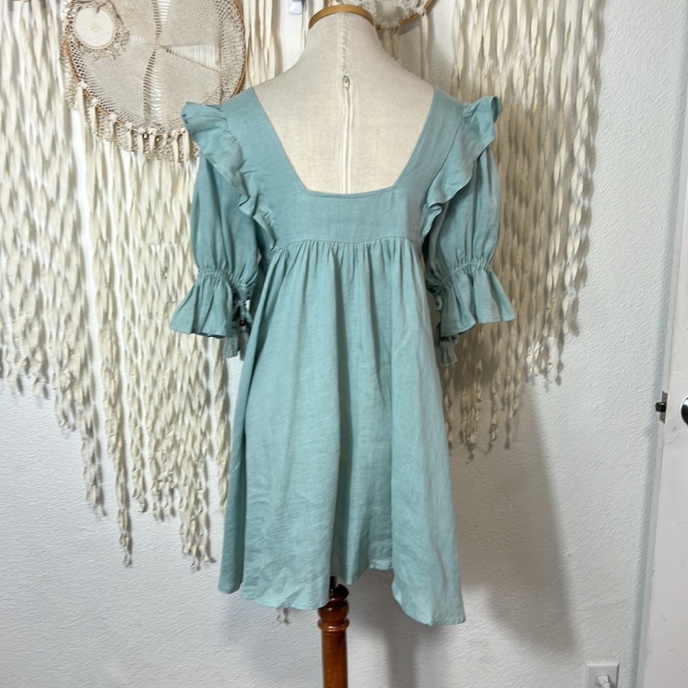 Spell Mint Green Ruffled Mini Dress - Picture 4 of 14